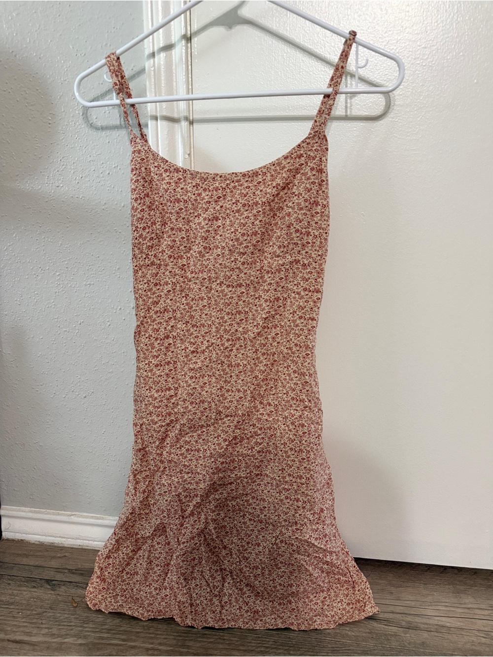 Brandy Melville pink floral mini slip dress